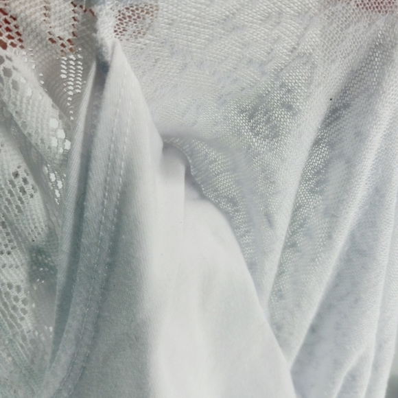 Iz Byer Size Medium 10-12 White Lace Attached Tank Dressy Open Front  Cardigan - Picture 3 of 7